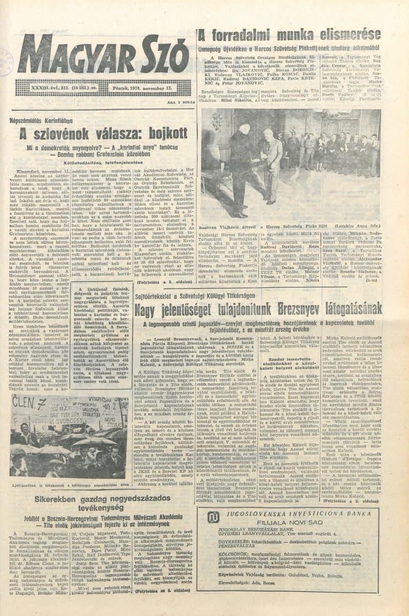 Magyar Szó, 33. évf. 1976. november 12. 313. sz. 1–16. oldal