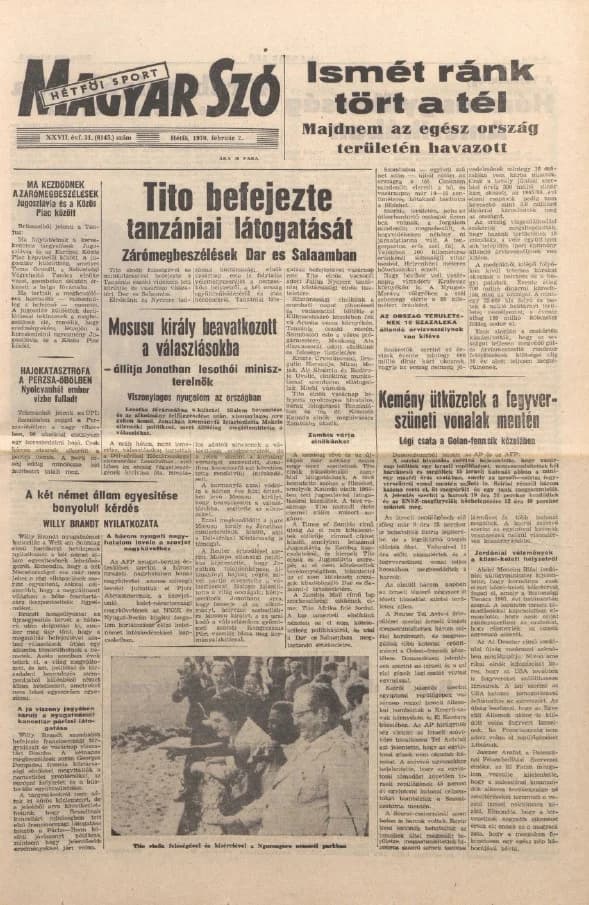 Magyar Szó, 27. évf. 1970. február 2. 31. sz. 1–14. oldal