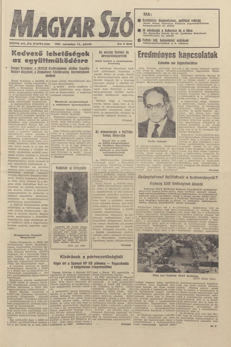 Magyar Szó, 38. évf. 1981. november 13. 313. sz.
