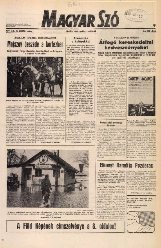 Magyar Szó, 45. évf. 1988. április 7. 96. sz. 1–16. oldal