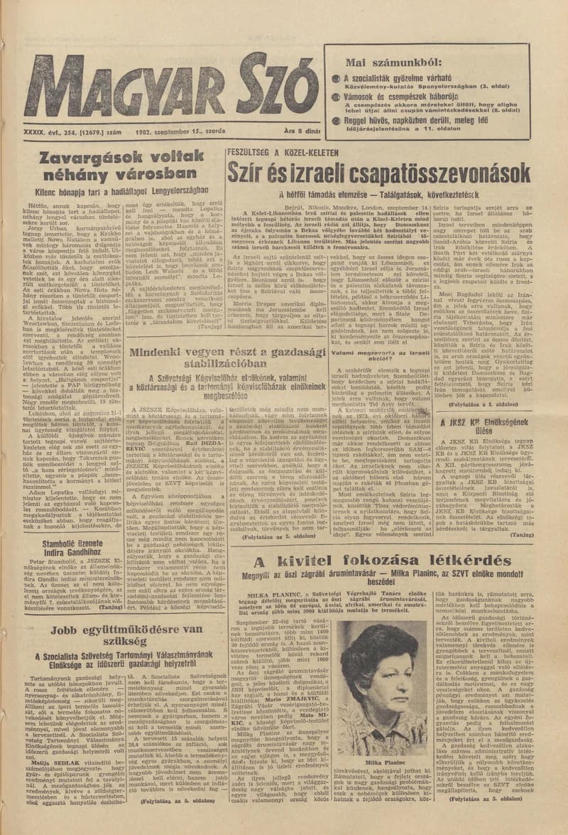 Magyar Szó, 39. évf. 1982. szeptember 15. 254. sz. 1–20. oldal