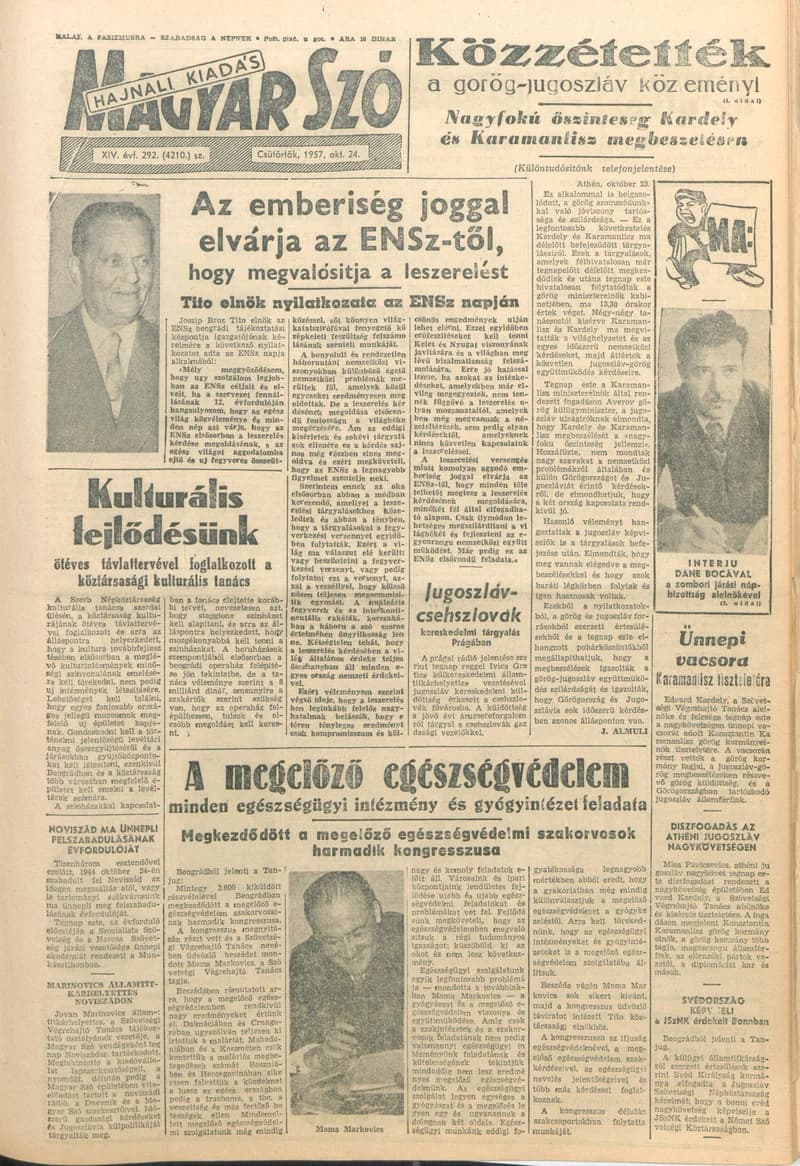 Magyar Szó, 14. évf. 1957. október 24. 292. sz. 1–16. oldal