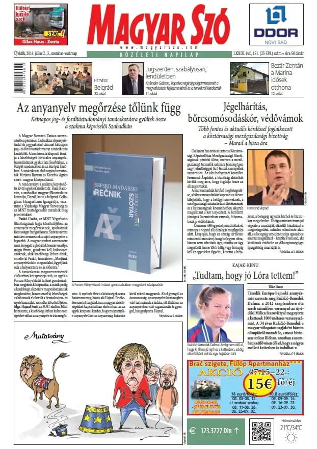 Magyar Szó, 73. évf. 2016. július 2. – 3. 151. sz. 1–48. oldal