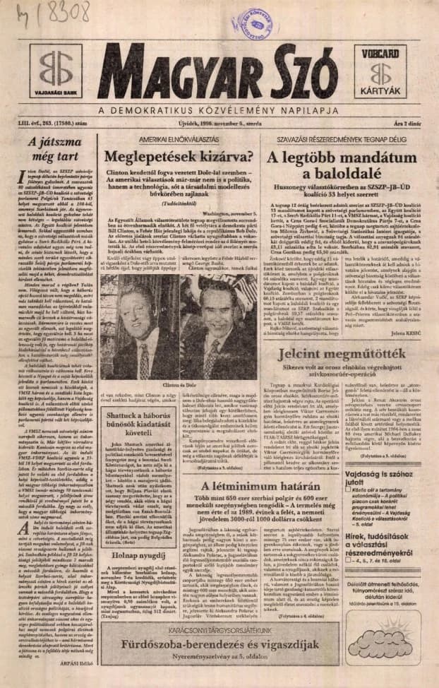 Magyar Szó, 53. évf. 1996. november 6. 263. sz. 1–16. oldal