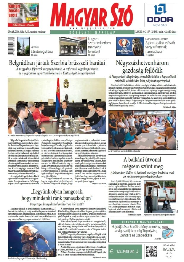 Magyar Szó, 73. évf. 2016. július 9. – 10. 157. sz. 1–44. oldal