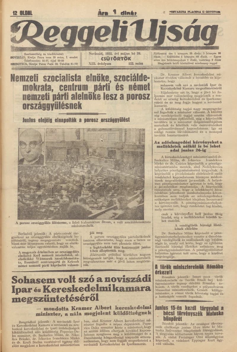 Reggeli Újság, 13. évf. 1932. május 26. 122. sz.