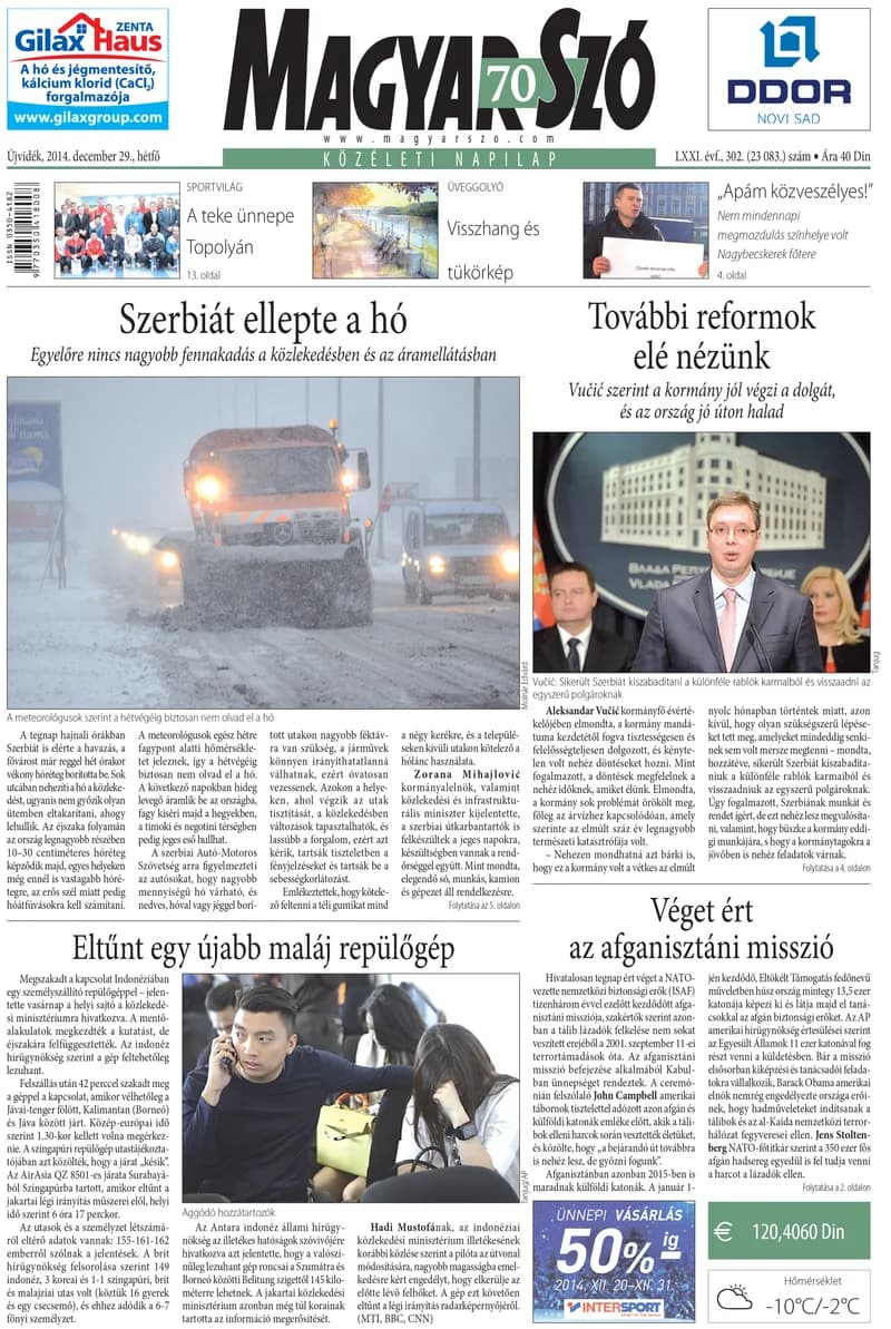 Magyar Szó, 71. évf. 2014. december 29. 302. sz. 1–20. oldal