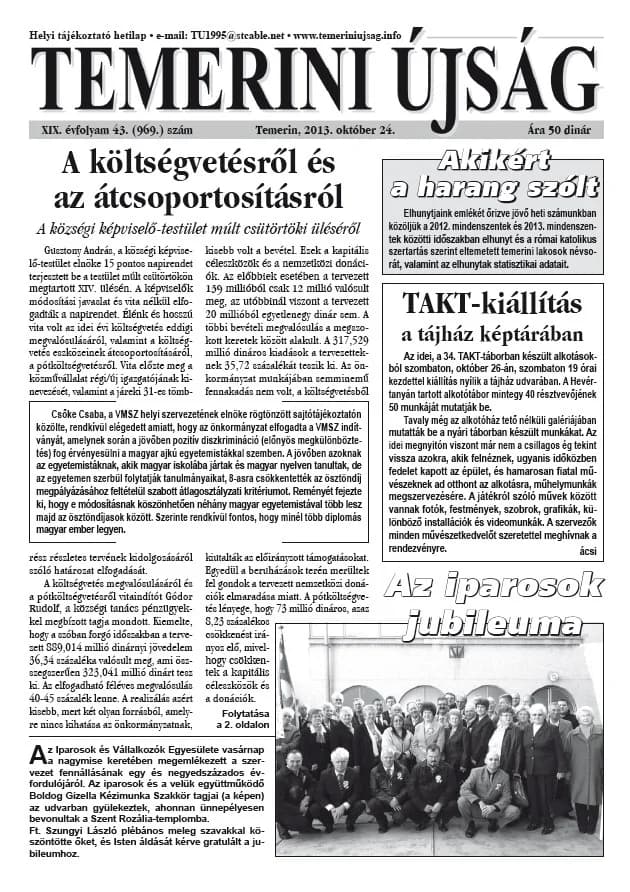 Temerini Újság, 19. évf. 2013. szeptember 24. 43. sz.