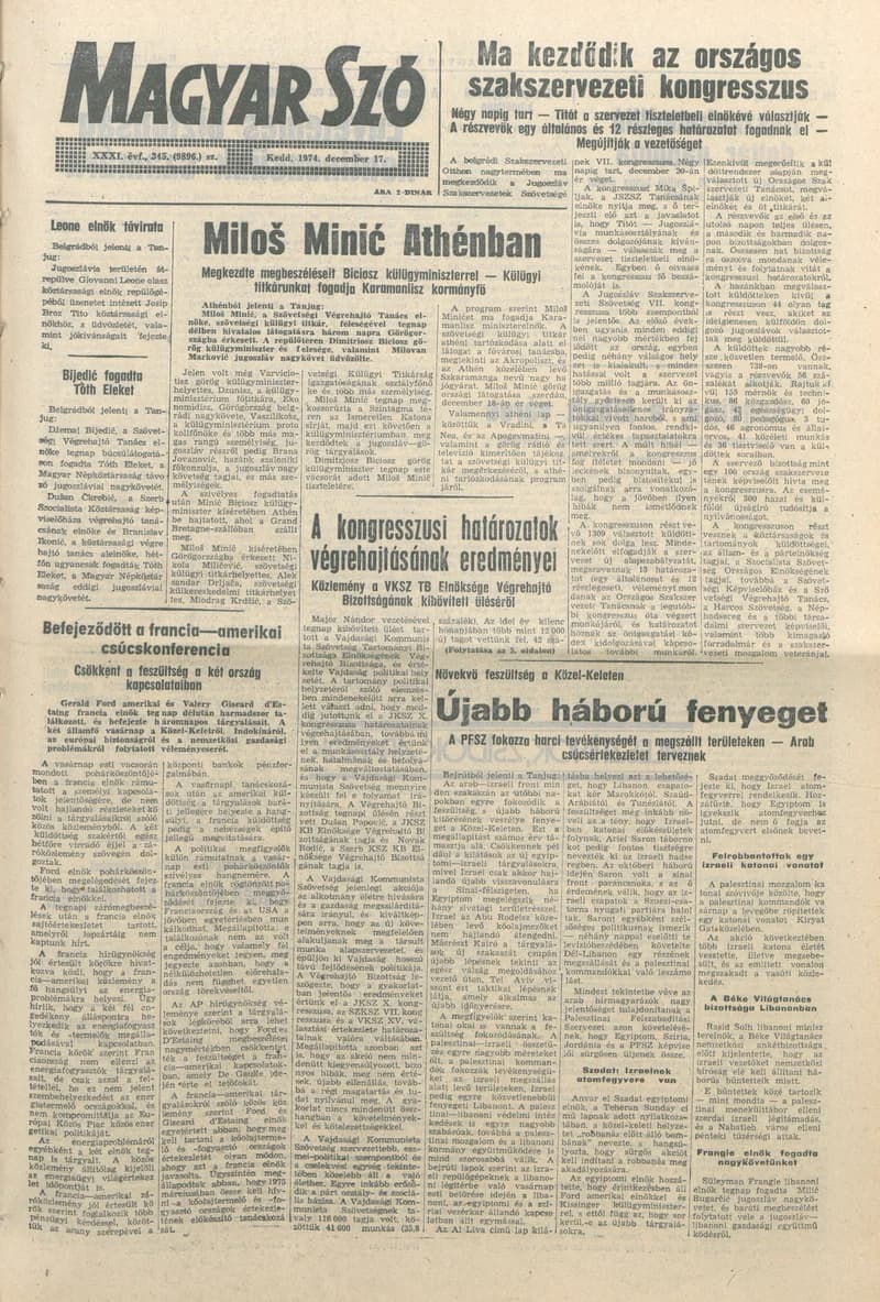 Magyar Szó, 31. évf. 1974. december 17. 345. sz. 1–20. oldal