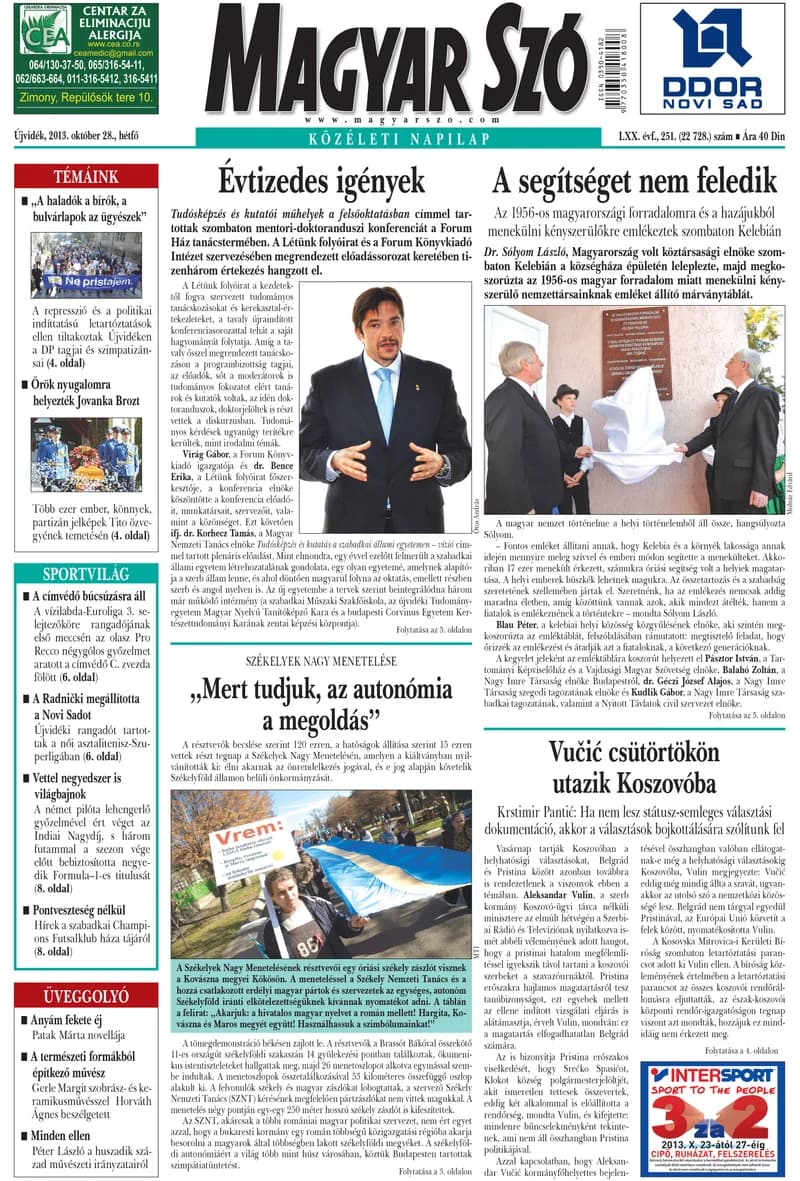 Magyar Szó, 70. évf. 2013. október 28. 251. sz. 1–16. oldal