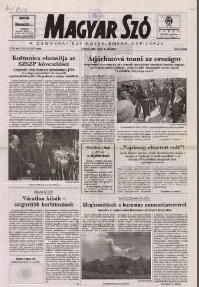 Magyar Szó, 58. évf. 2001. június 2. 126. sz. 1–16. oldal