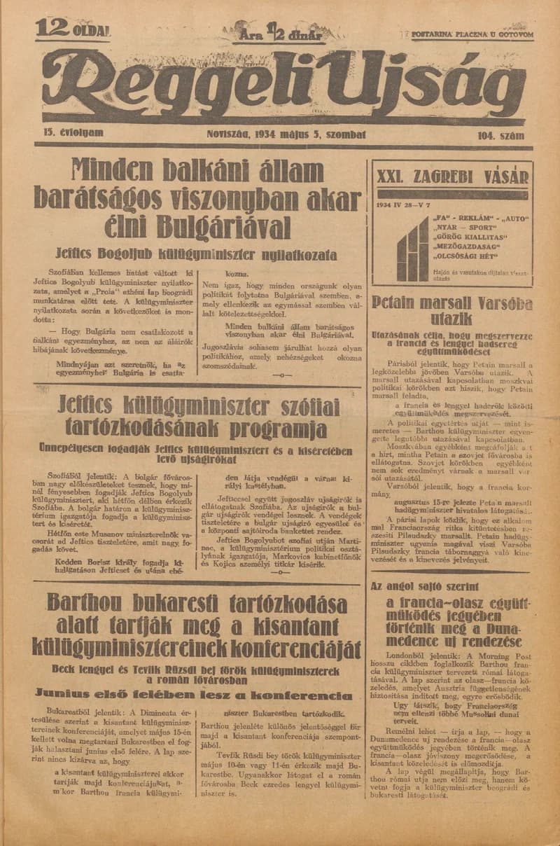 Reggeli Újság, 15. évf. 1934. május 5. 104. sz.