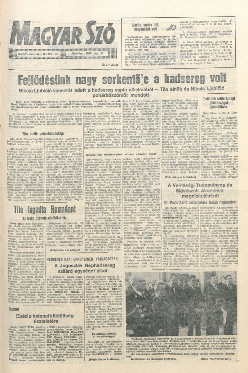 Magyar Szó, 35. évf. 1978. december 23. 351. sz. 1–20. oldal