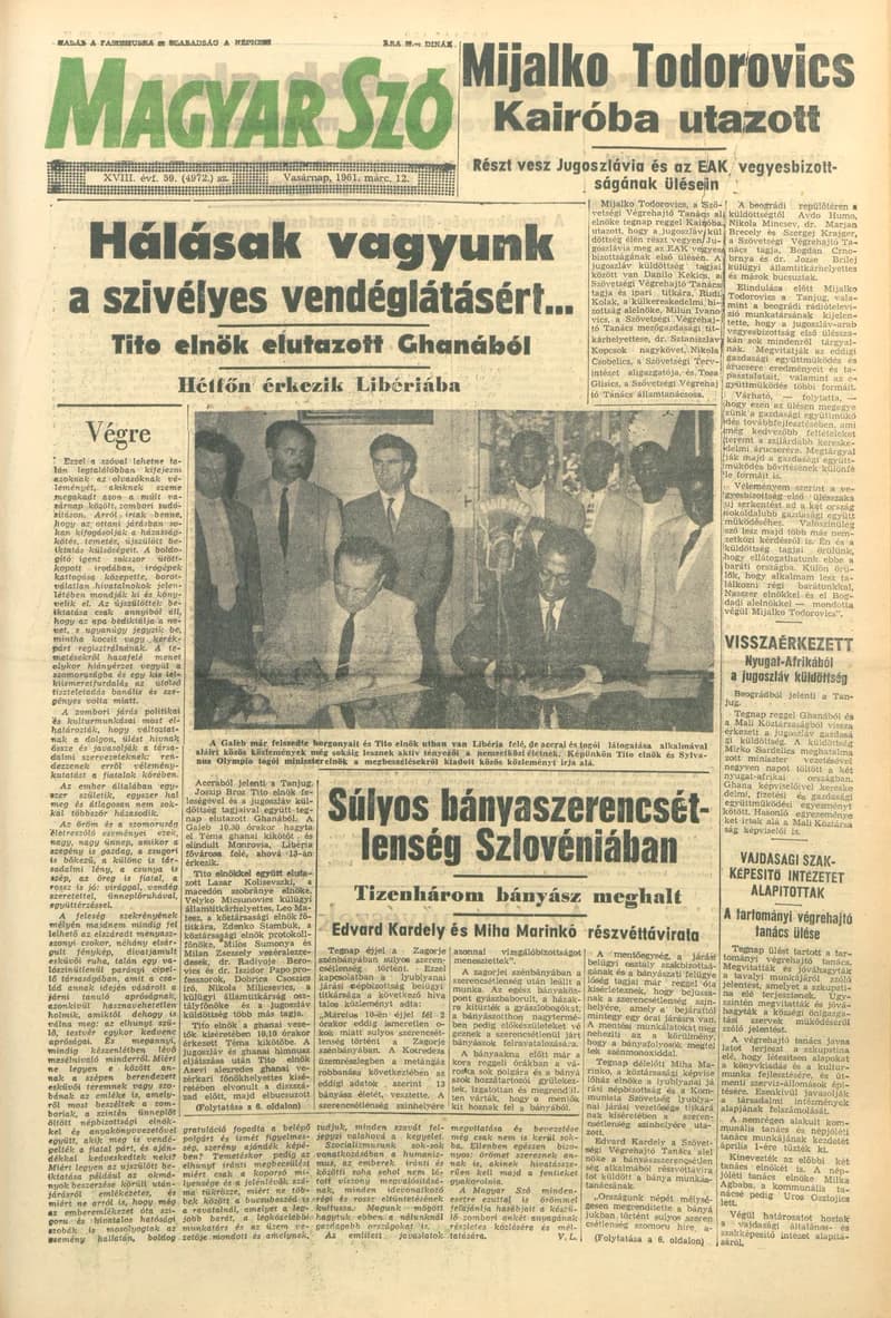 Magyar Szó, 18. évf. 1961. március 12. 59. sz. 1–23. oldal