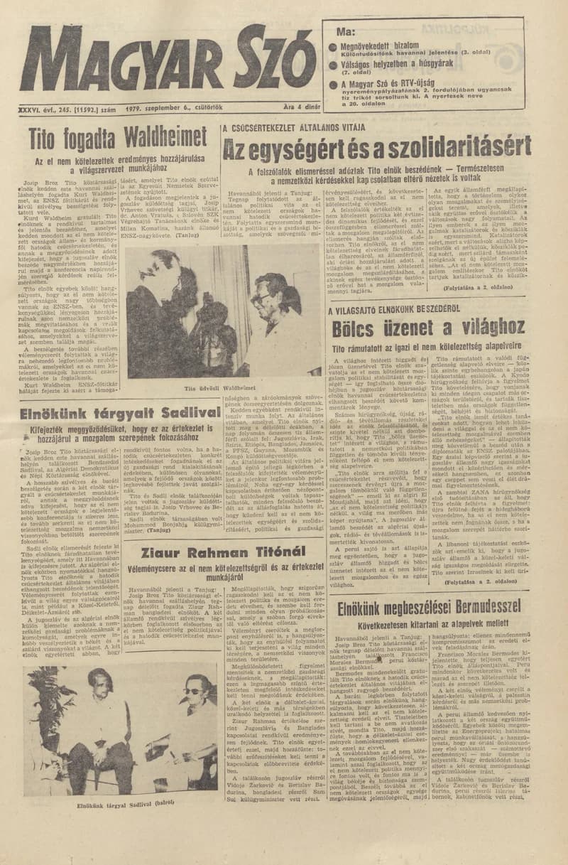 Magyar Szó, 36. évf. 1979. szeptember 6. 245. sz. 1–20. oldal