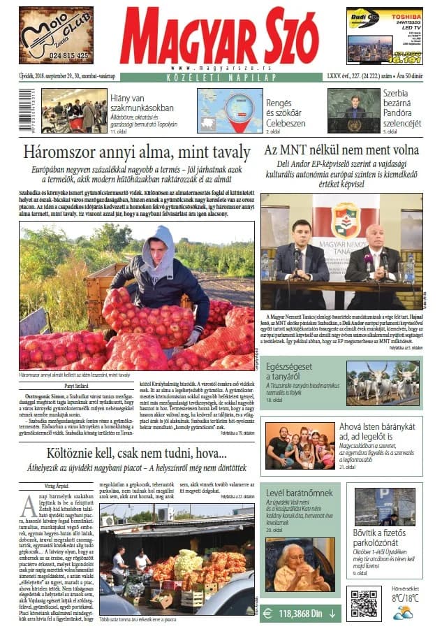 Magyar Szó, 75. évf. 2018. szeptember 29. – 30. 227. sz. 1–44. oldal