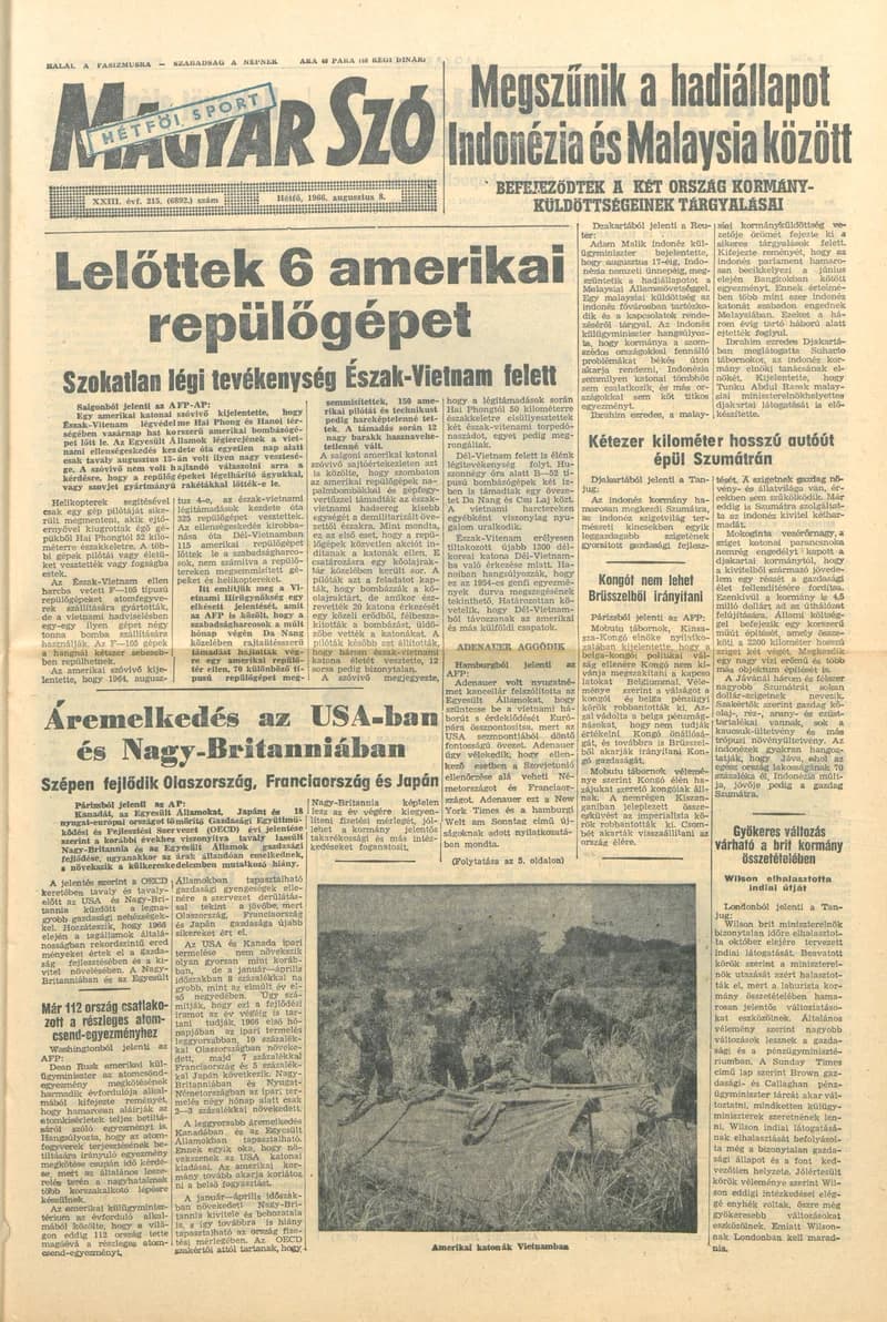 Magyar Szó, 23. évf. 1966. augusztus 8. 215. sz.