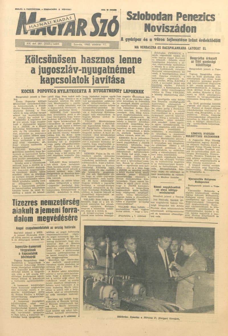 Magyar Szó, 19. évf. 1962. október 17. 287. sz. 1–14. oldal