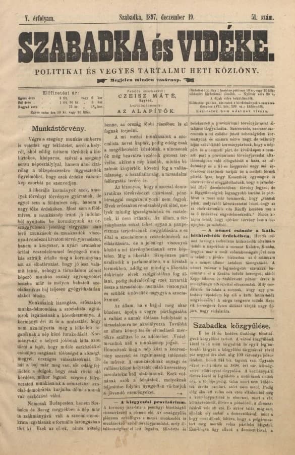 Szabadka és vidéke II, 5. évf. 1897. december 19. 51. sz.