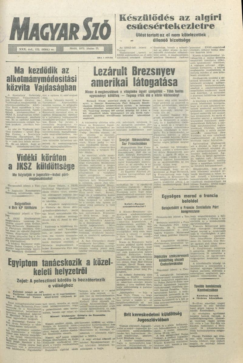 Magyar Szó, 30. évf. 1973. június 25. 172. sz. 1–6. oldal