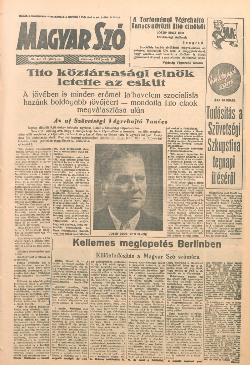 Magyar Szó, 11. évf. 1954. január 31. 29. sz. 1–14. oldal