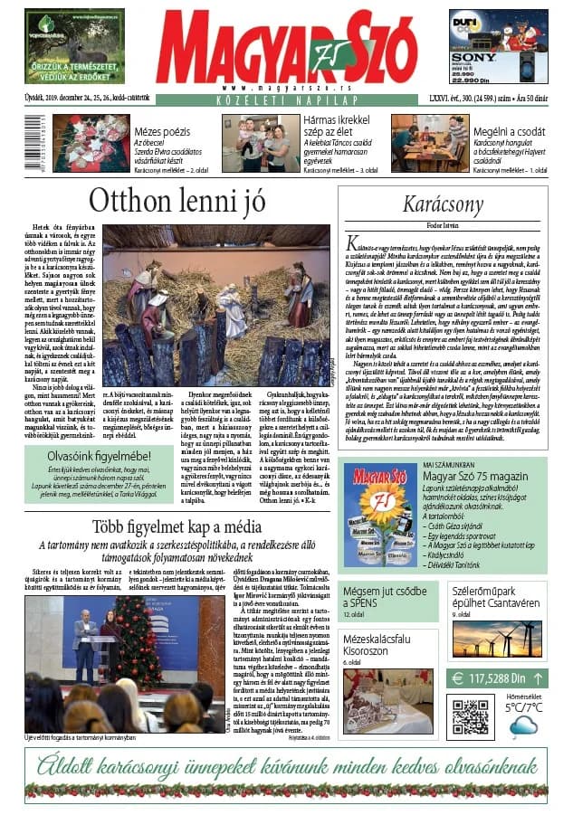Magyar Szó, 76. évf. 2019. december 24. – 26. 300. sz. 1–20. oldal