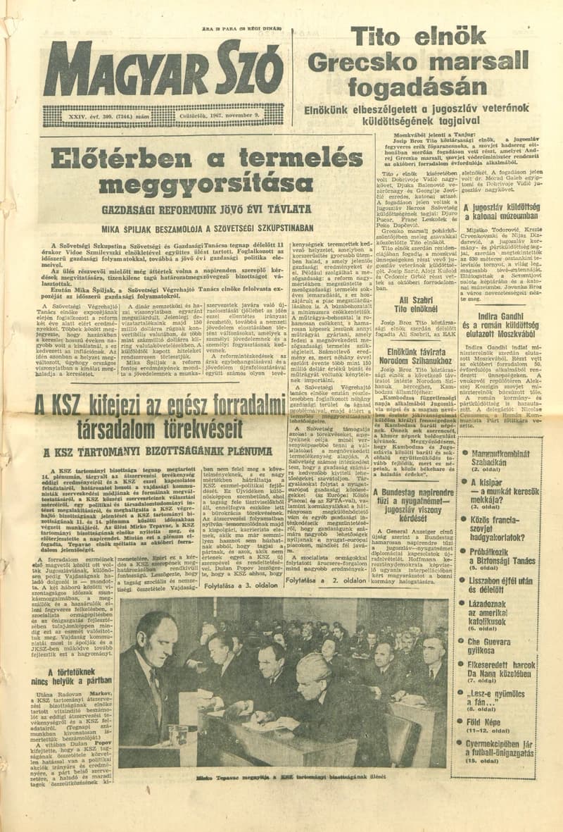 Magyar Szó, 24. évf. 1967. november 9. 309. sz. 1–16. oldal