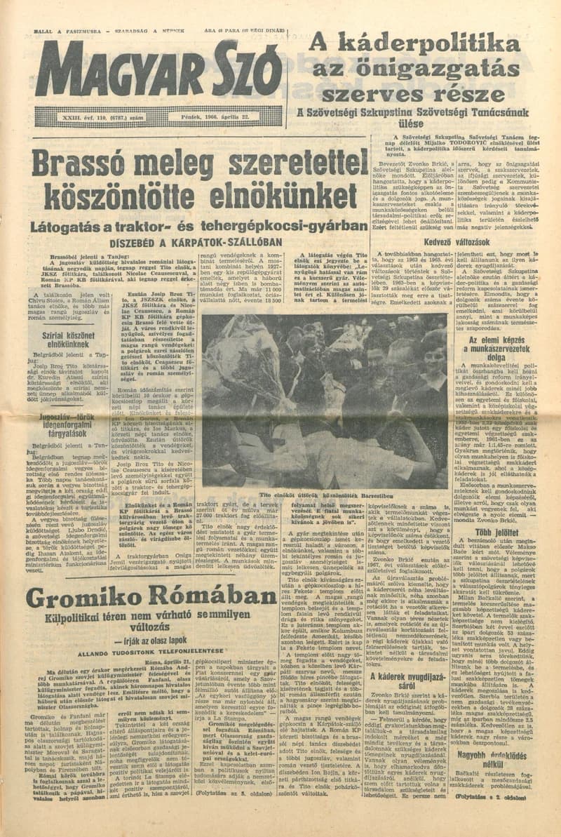 Magyar Szó, 23. évf. 1966. április 22. 110. sz.