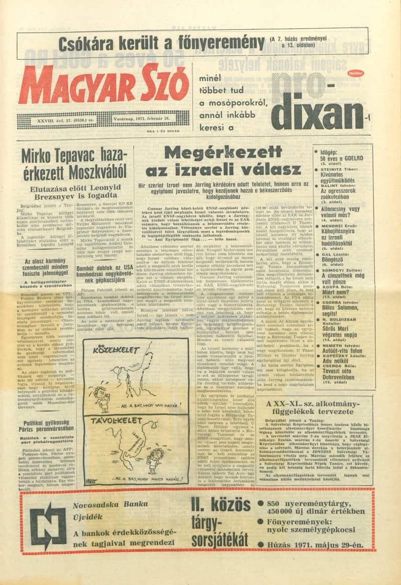 Magyar Szó, 28. évf. 1971. február 28. 57. sz. 1–36. oldal