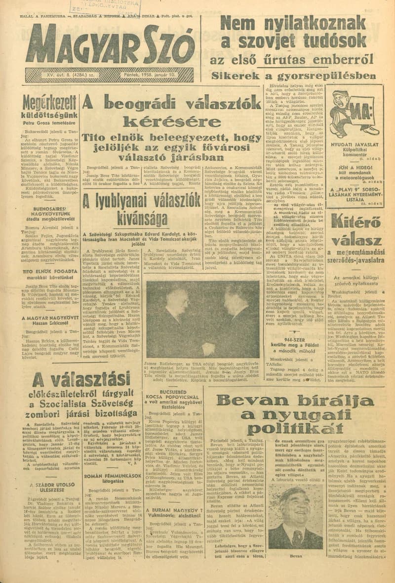 Magyar Szó, 15. évf. 1958. január 10. 8. sz. 1–12. oldal