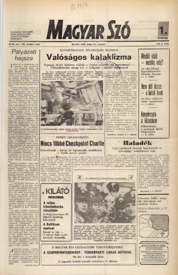 Magyar Szó, 47. évf. 1990. június 23. 170. sz. 1–20. oldal