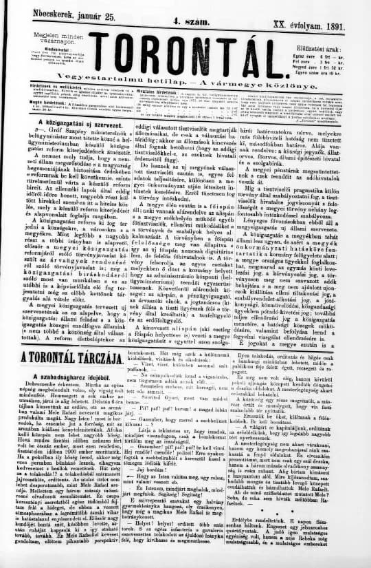 Torontál, 20. évf. 1891. január 25. 4. sz.
