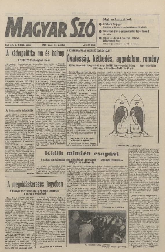 Magyar Szó, 42. évf. 1985. január 5. 3. sz. 1–24. oldal