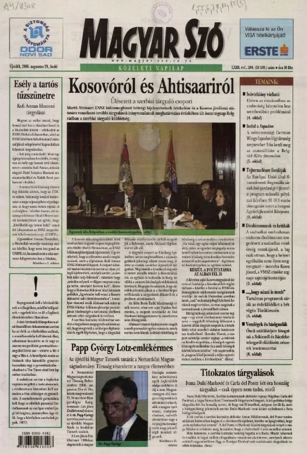 Magyar Szó, 63. évf. 2006. augusztus 29. 200. sz. 1–20. oldal