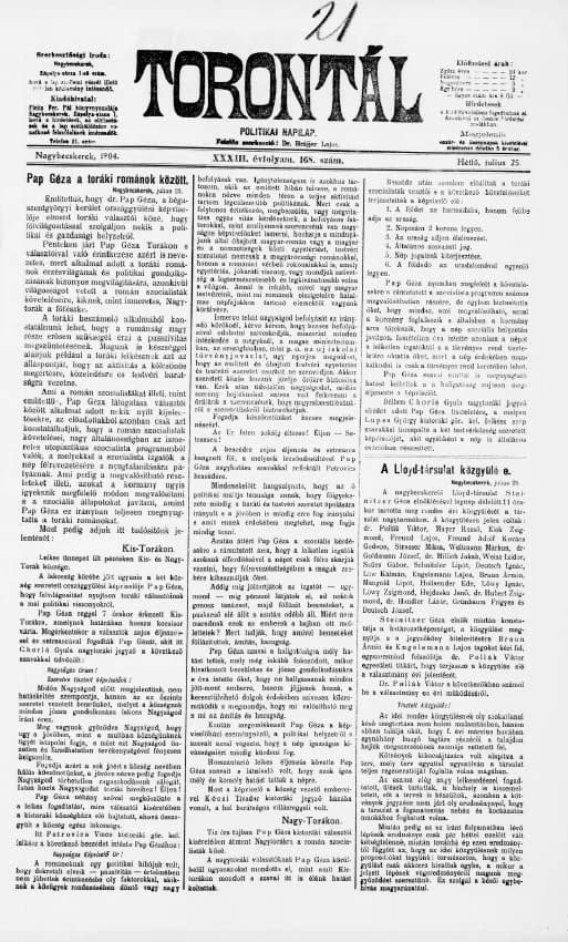 Torontál, 33. évf. 1904. július 25. 168. sz.