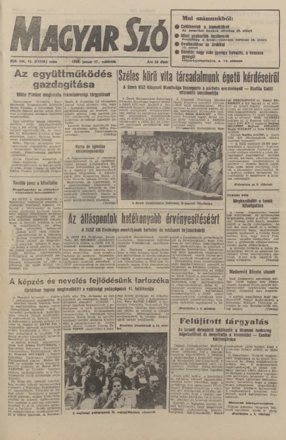 Magyar Szó, 42. évf. 1985. január 17. 15. sz. 1–20. oldal