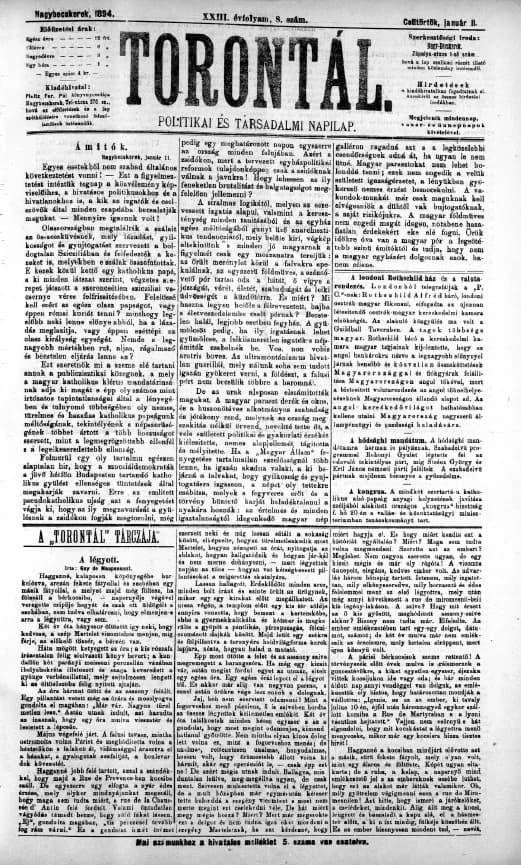 Torontál, 23. évf. 1894. január 11. 8. sz.