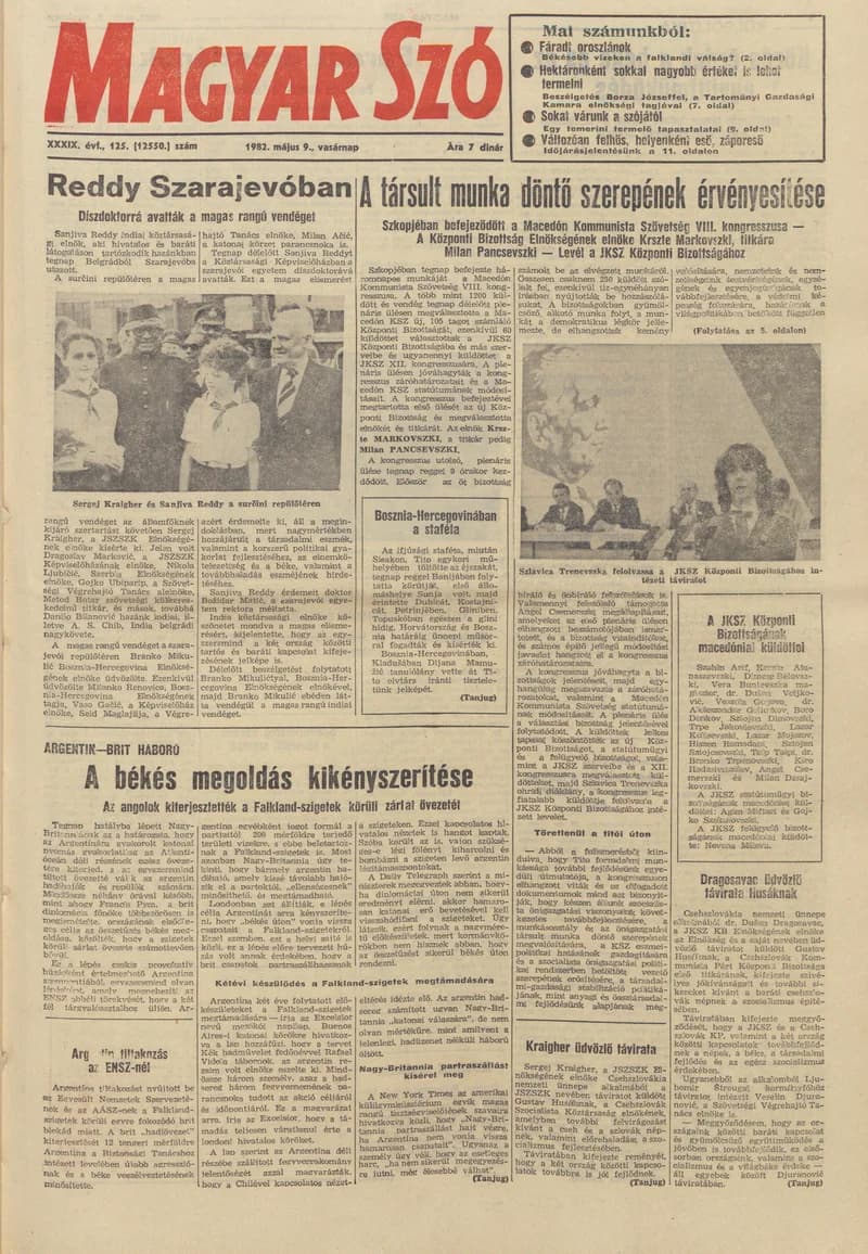 Magyar Szó, 39. évf. 1982. május 9. 125. sz. 1–32. oldal