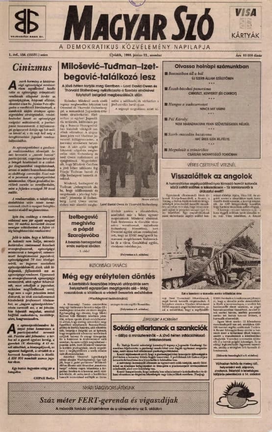 Magyar Szó, 50. évf. 1993. június 12. 156. sz. 1–16. oldal