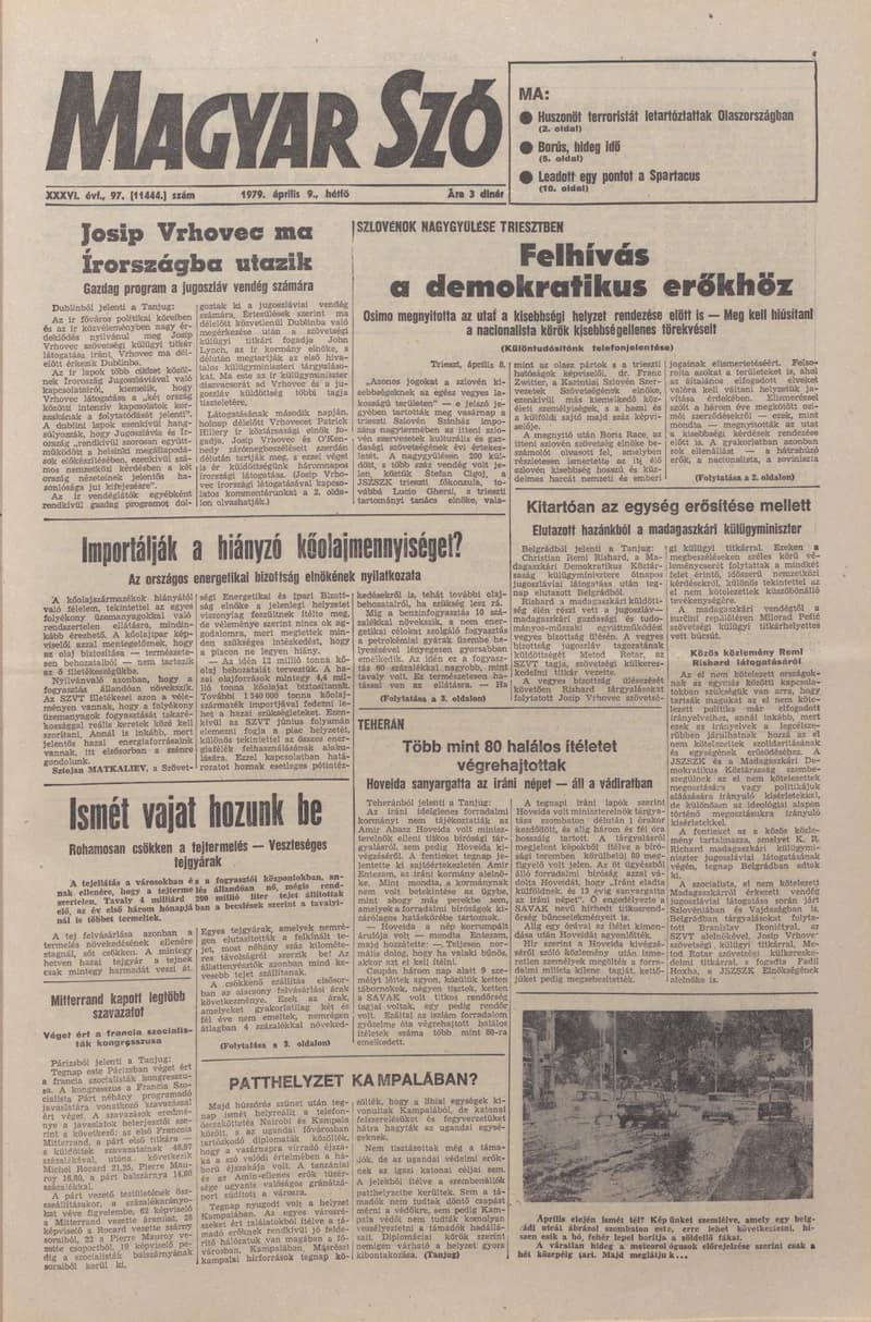 Magyar Szó, 36. évf. 1979. április 9. 97. sz. 1–16. oldal