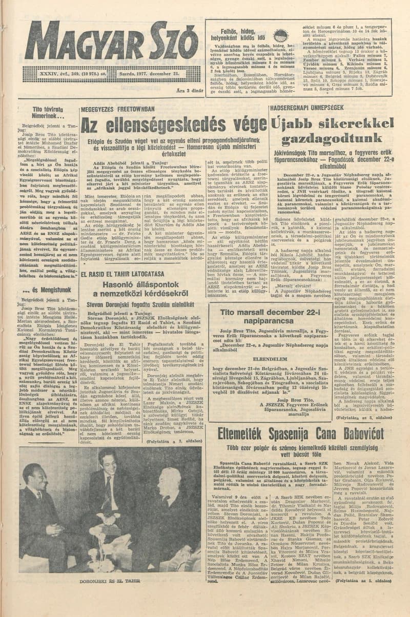 Magyar Szó, 34. évf. 1977. december 21. 349. sz.