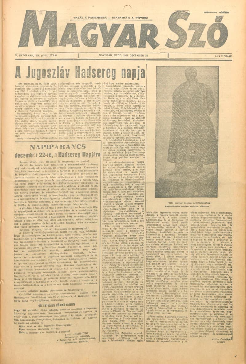 Magyar Szó, 5. évf. 1948. december 21. 304. sz. 1–4. oldal