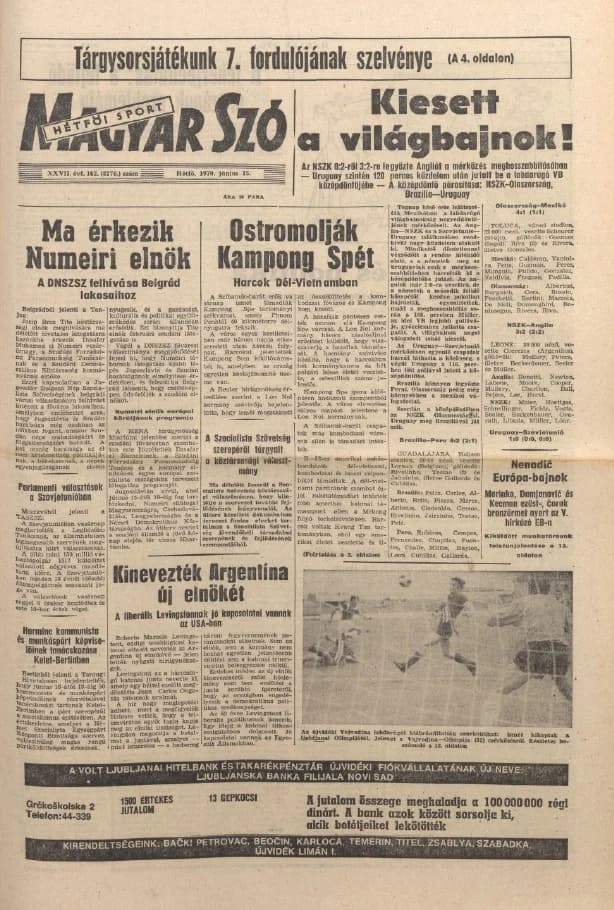 Magyar Szó, 27. évf. 1970. június 15. 162. sz. 1–16. oldal