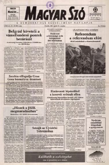 Magyar Szó, 58. évf. 2001. április 21. 93. sz. 1–16. oldal