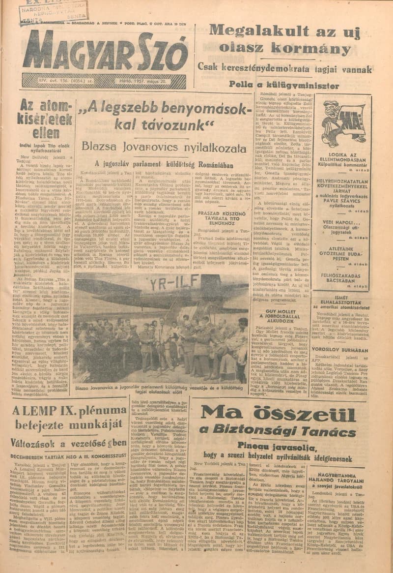 Magyar Szó, 14. évf. 1957. május 20. 136. sz. 1–6. oldal