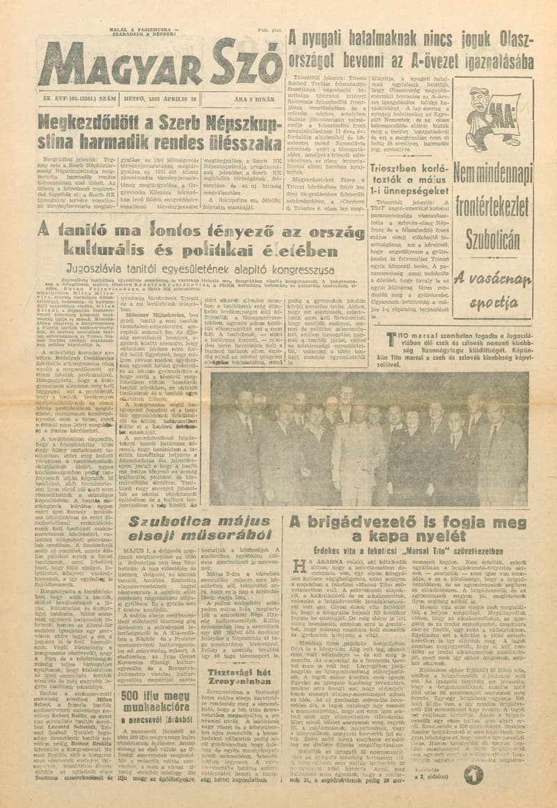 Magyar Szó, 9. évf. 1952. április 28. 148. sz. 1–4. oldal