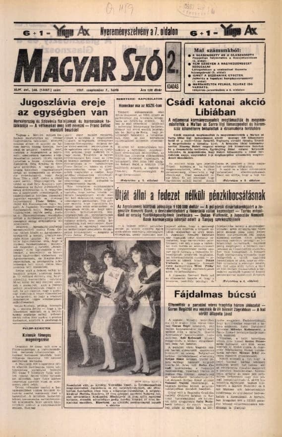 Magyar Szó, 44. évf. 1987. szeptember 7. 246. sz. 1–20. oldal