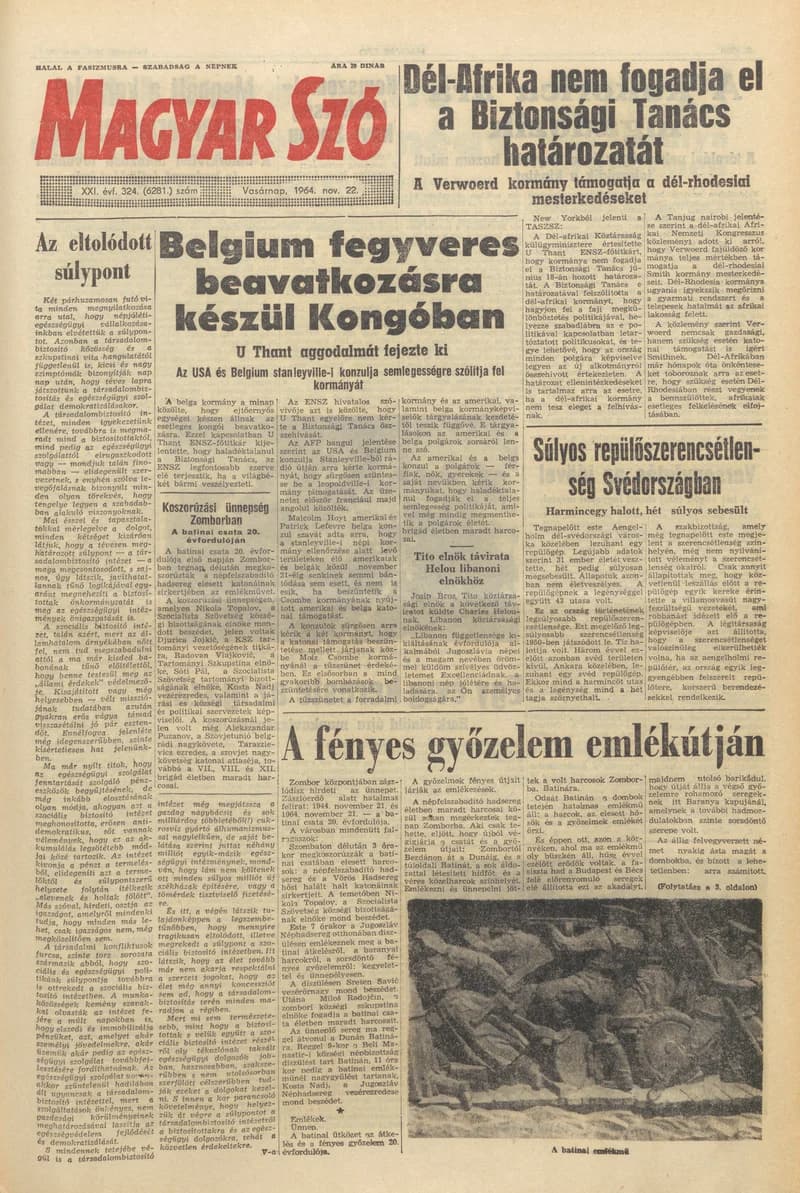 Magyar Szó, 21. évf. 1964. november 22. 324. sz. 1–24. oldal