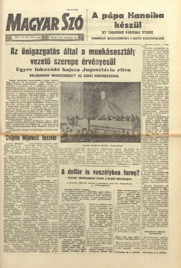 Magyar Szó, 25. évf. 1968. november 22. 323. sz. 1–12. oldal