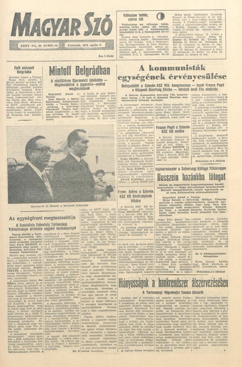 Magyar Szó, 35. évf. 1978. április 6. 94. sz. 1–20. oldal